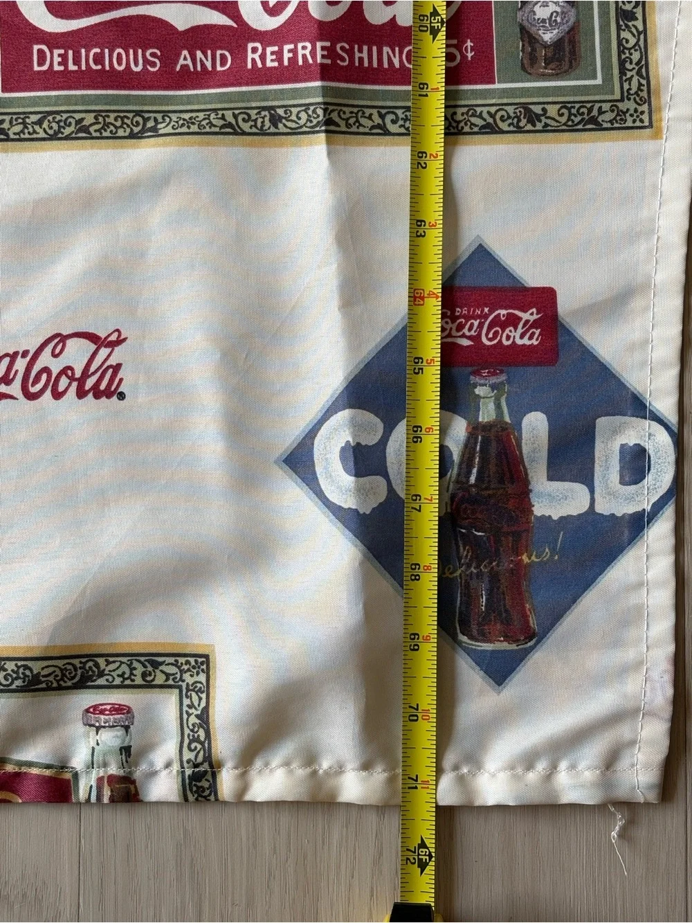 Vintage Coca Cola Shower Curtain Fabric Nostalgic Retro Coke Bottle Logo USA